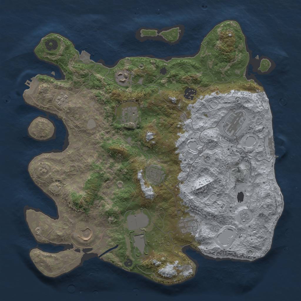 Rust Map: Procedural Map, Size: 3700, Seed: 118814600, 17 Monuments