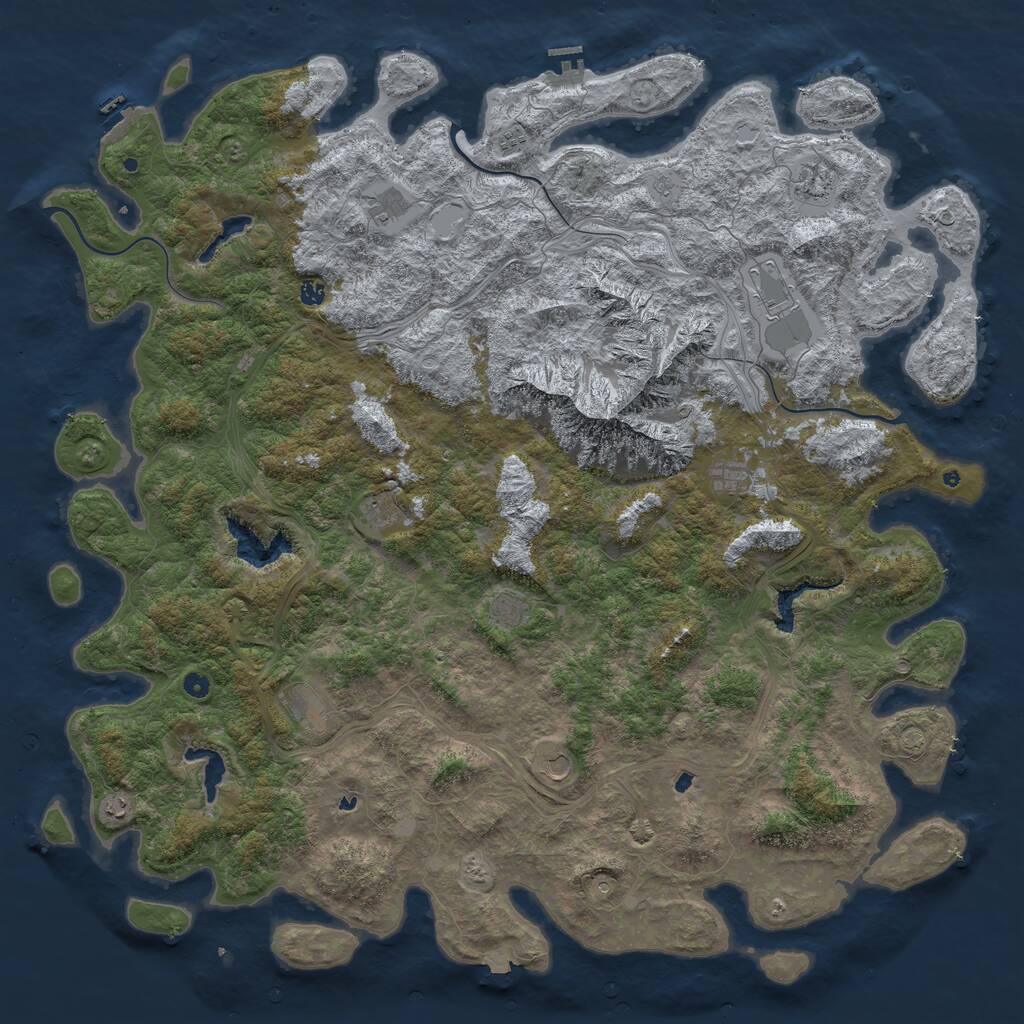 Rust Map: Procedural Map, Size: 6000, Seed: 34534534, 17 Monuments