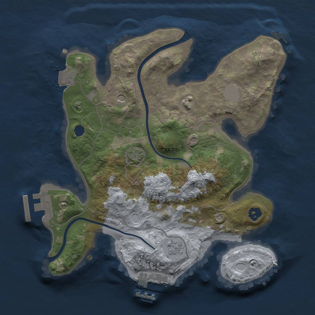 Rust Map: Procedural Map, Size: 2400, Seed: 129715967, 6 Monuments