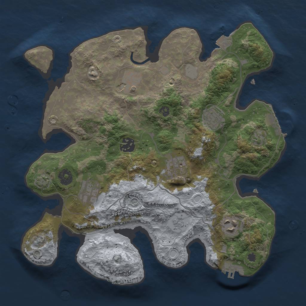 Rust Map: Procedural Map, Size: 3000, Seed: 53702009, 14 Monuments