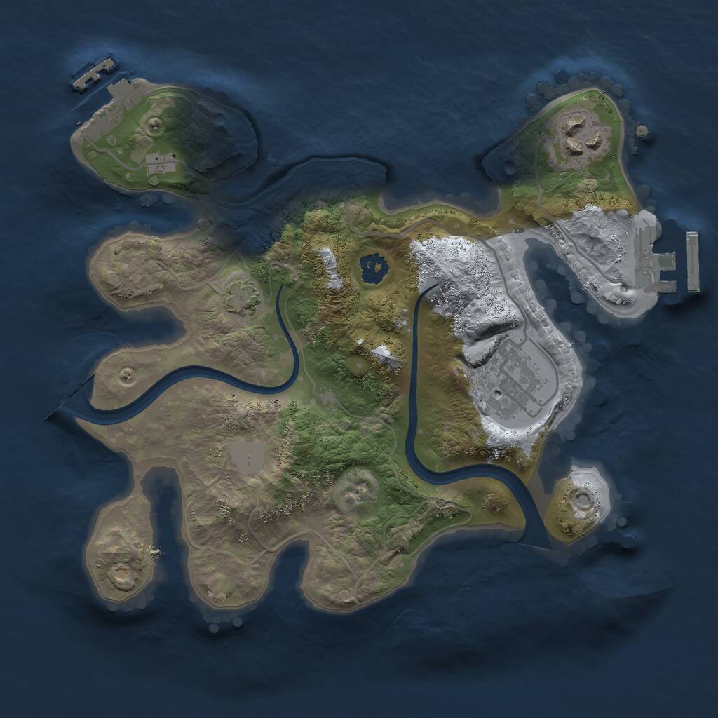 Rust Map: Procedural Map, Size: 2400, Seed: 1040252891, 6 Monuments