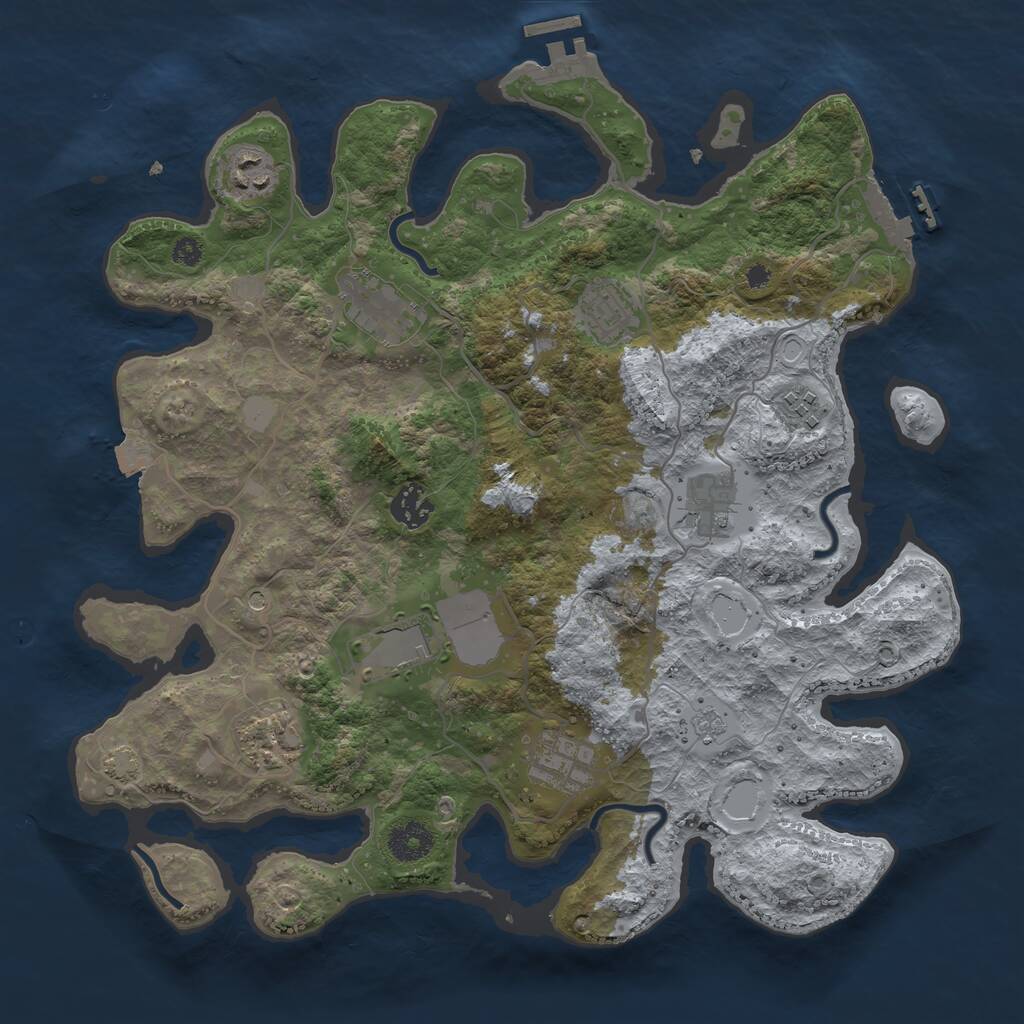 Rust Map: Procedural Map, Size: 3600, Seed: 1876592195, 15 Monuments