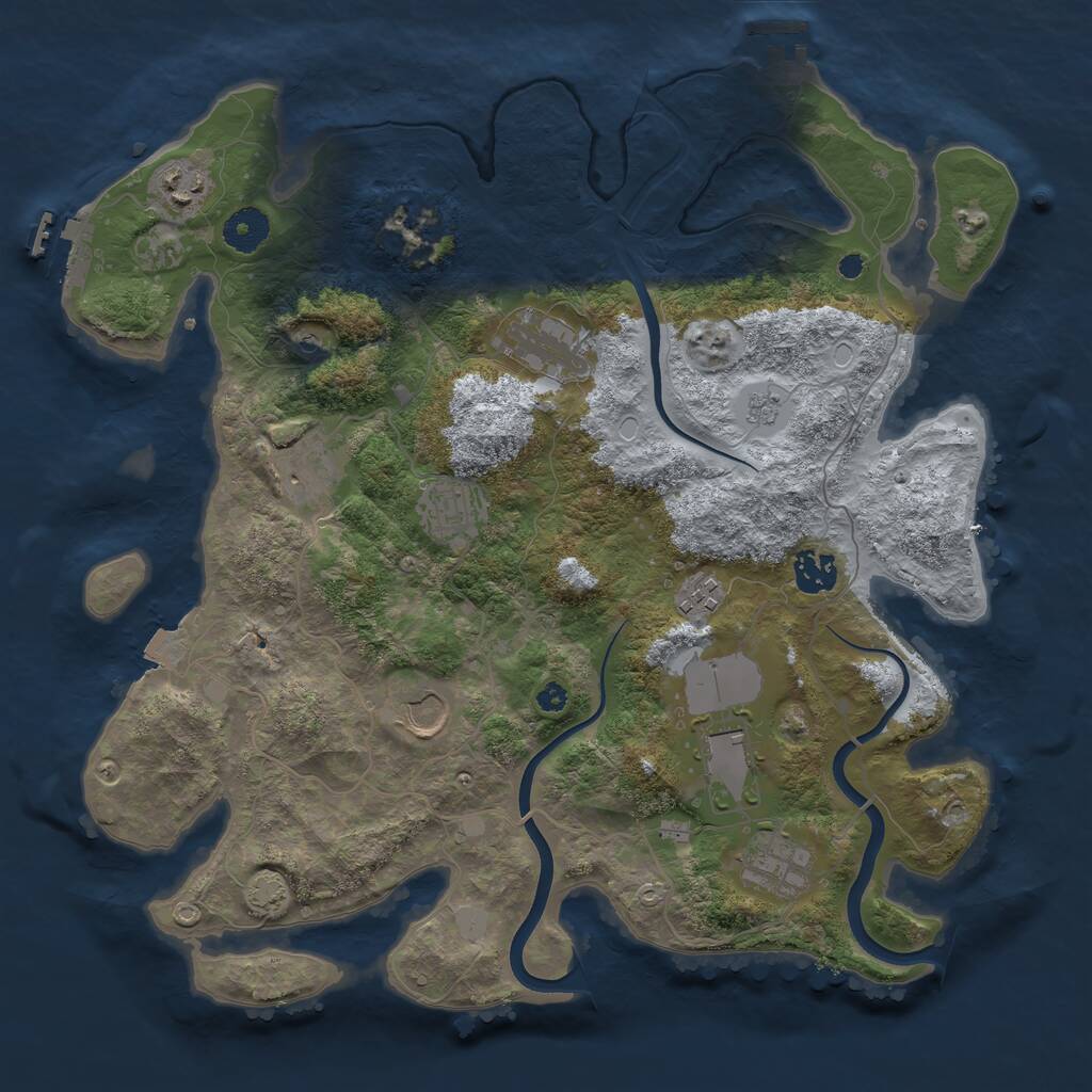 Rust Map: Procedural Map, Size: 3700, Seed: 1356483568, 15 Monuments