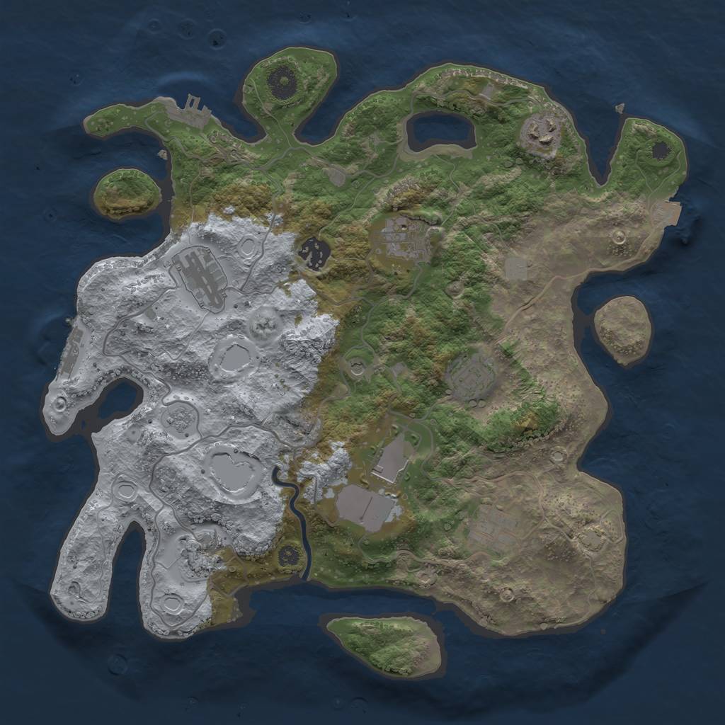 Rust Map: Procedural Map, Size: 3500, Seed: 528841425, 16 Monuments