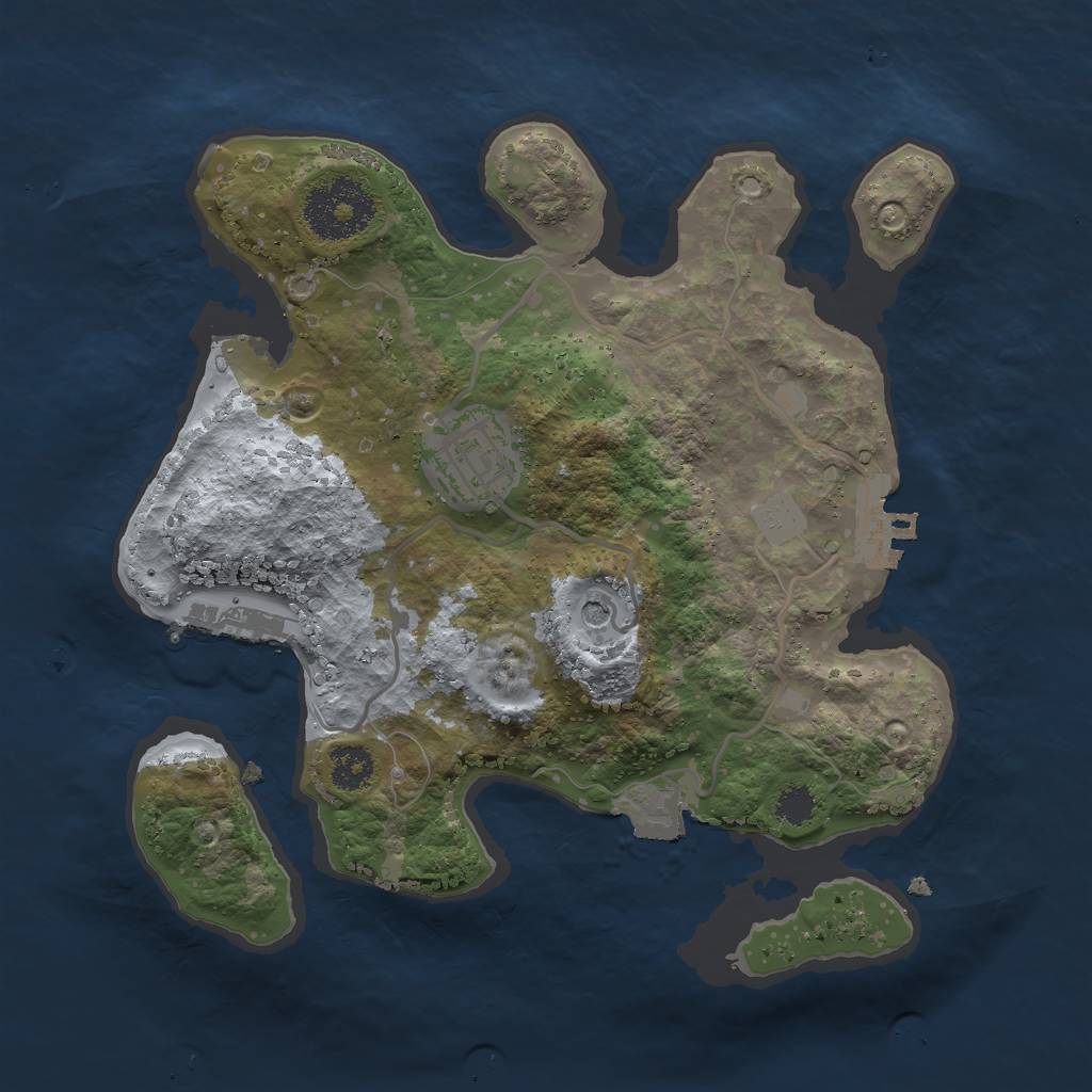 Rust Map: Procedural Map, Size: 2500, Seed: 1703315983, 7 Monuments