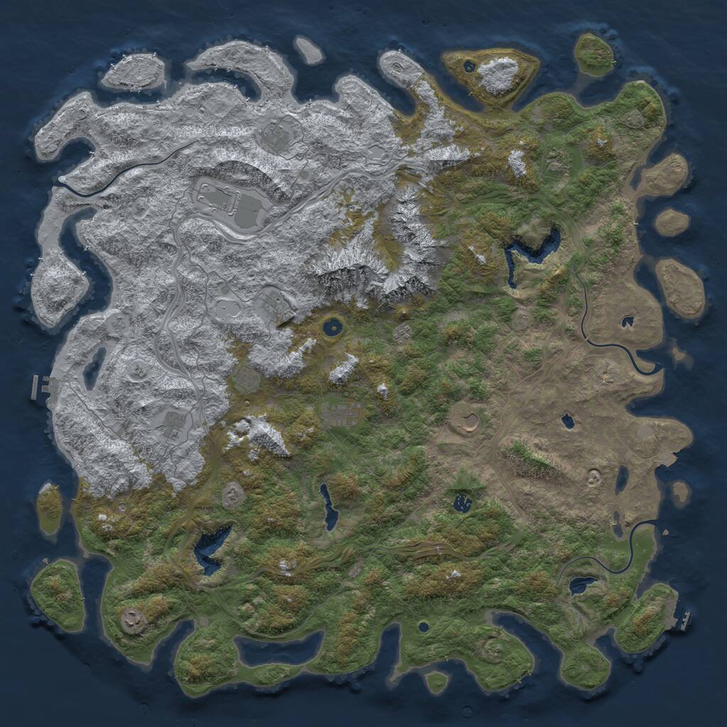 Rust Map: Procedural Map, Size: 6000, Seed: 36244202, 17 Monuments