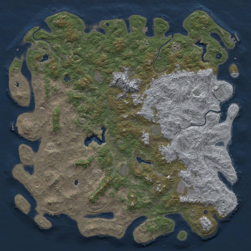 Rust Map: Procedural Map, Size: 6000, Seed: 930771414, 17 Monuments