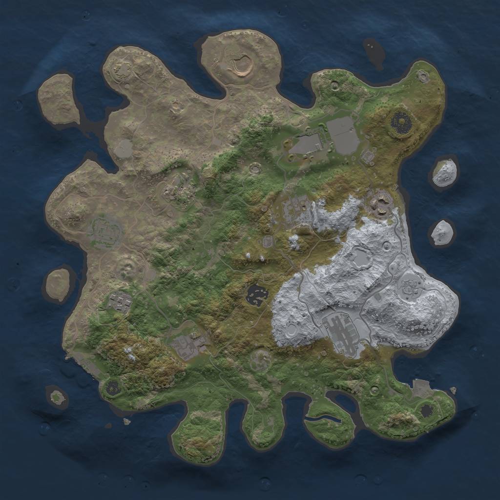 Rust Map: Procedural Map, Size: 3500, Seed: 446396041, 16 Monuments