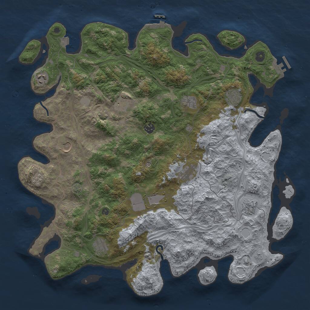 Rust Map: Procedural Map, Size: 4500, Seed: 1483855217, 17 Monuments