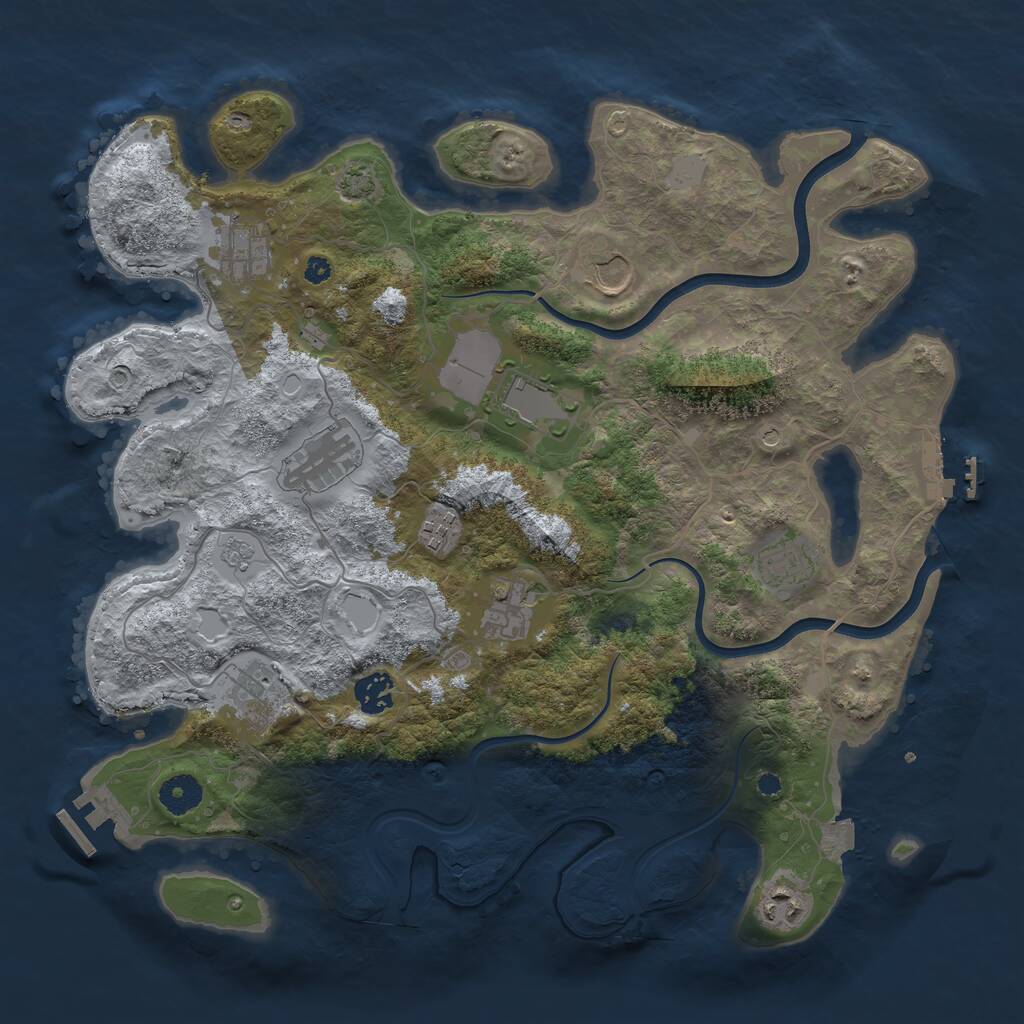 Rust Map: Procedural Map, Size: 3800, Seed: 90717951, 16 Monuments