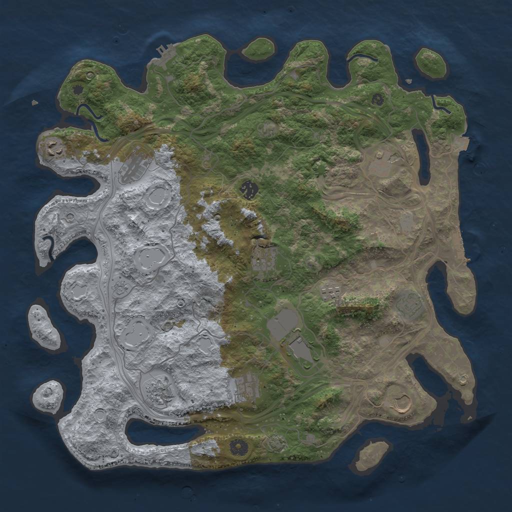 Rust Map: Procedural Map, Size: 4250, Seed: 2075944460, 19 Monuments