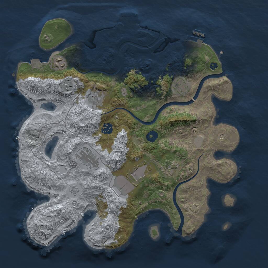 Rust Map: Procedural Map, Size: 3500, Seed: 186848399, 14 Monuments