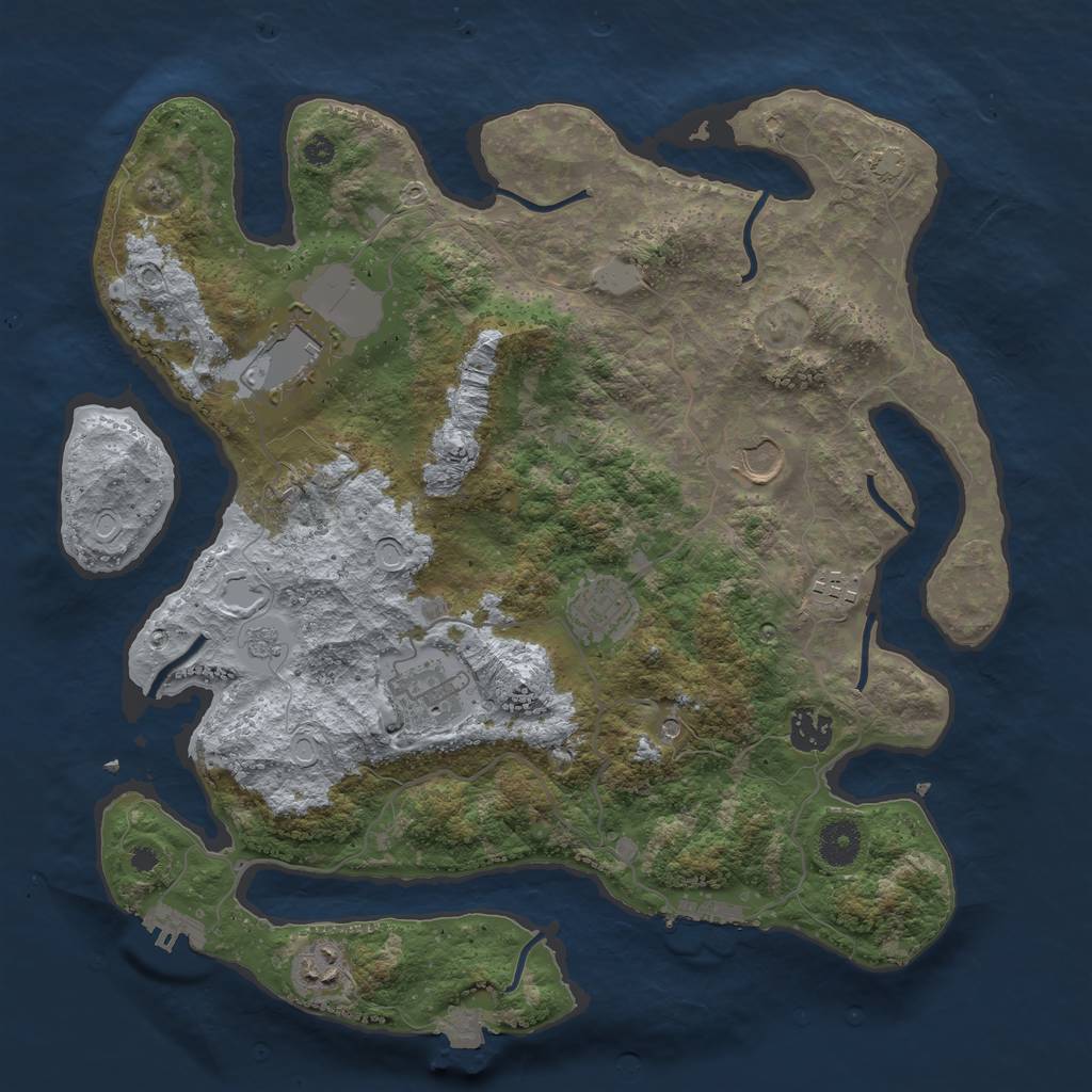 Rust Map: Procedural Map, Size: 3700, Seed: 1284651420, 15 Monuments