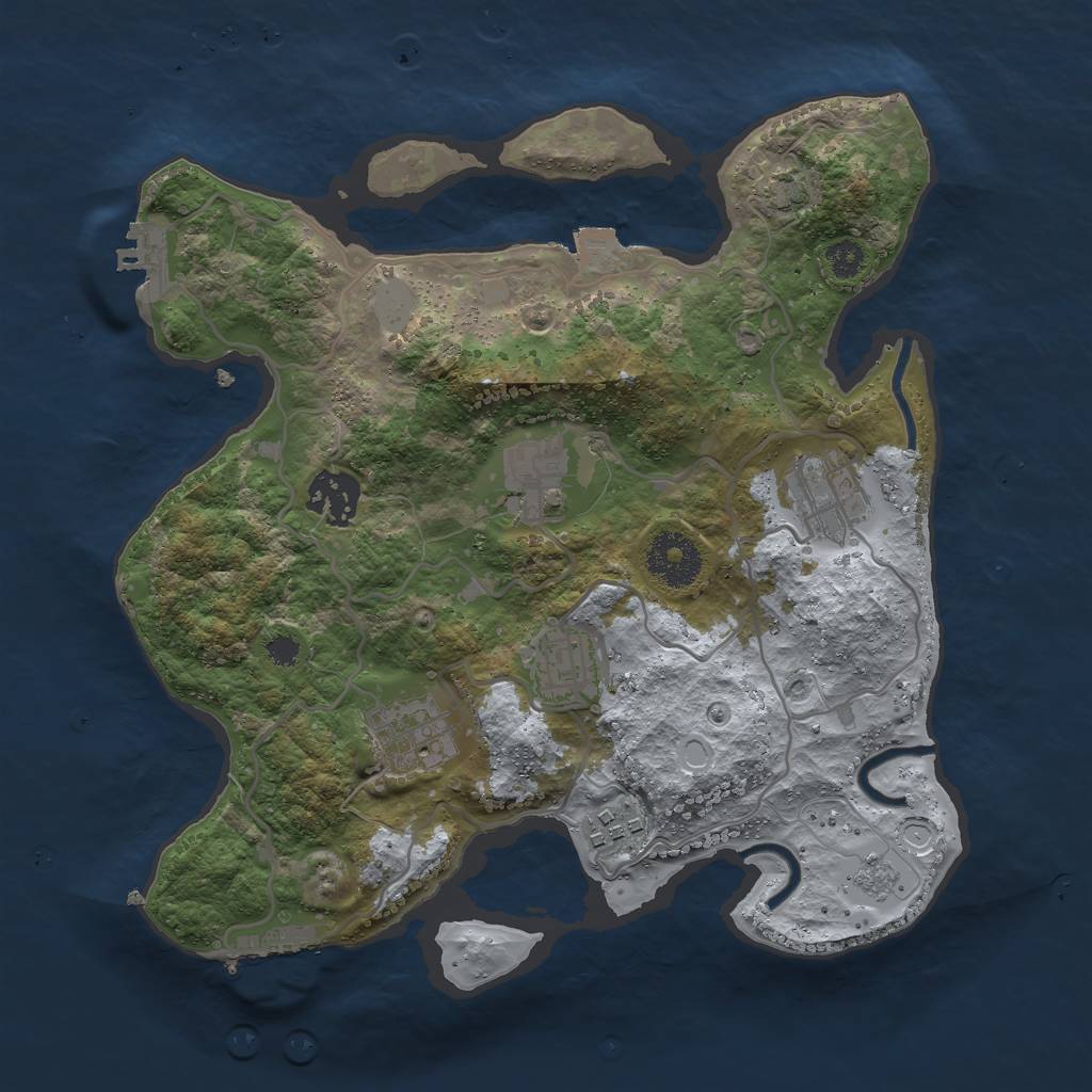 Rust Map: Procedural Map, Size: 3000, Seed: 638658369, 13 Monuments
