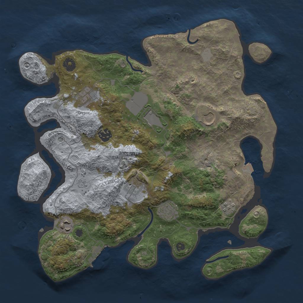 Rust Map: Procedural Map, Size: 3500, Seed: 698679170, 15 Monuments
