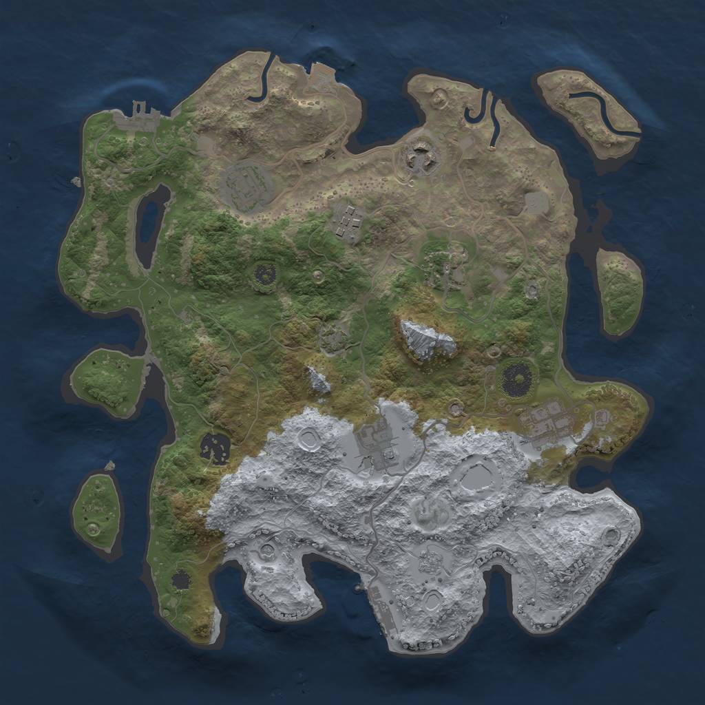 Rust Map: Procedural Map, Size: 3300, Seed: 1685539560, 15 Monuments