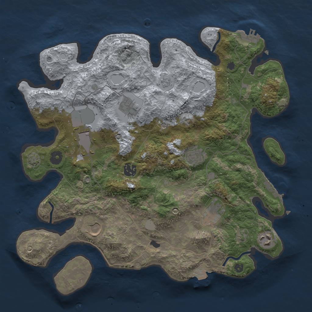 Rust Map: Procedural Map, Size: 3500, Seed: 1961507227, 15 Monuments