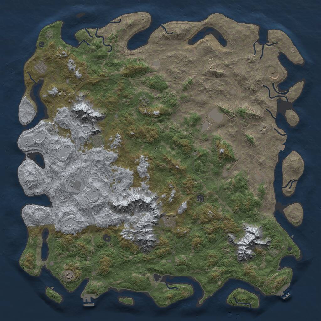 Rust Map: Procedural Map, Size: 6000, Seed: 276704658, 17 Monuments