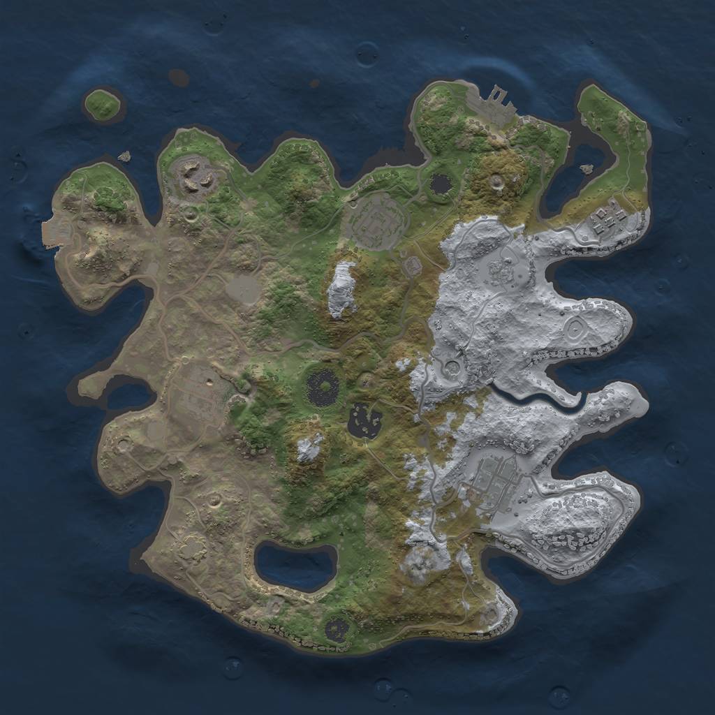 Rust Map: Procedural Map, Size: 3000, Seed: 22507977, 13 Monuments