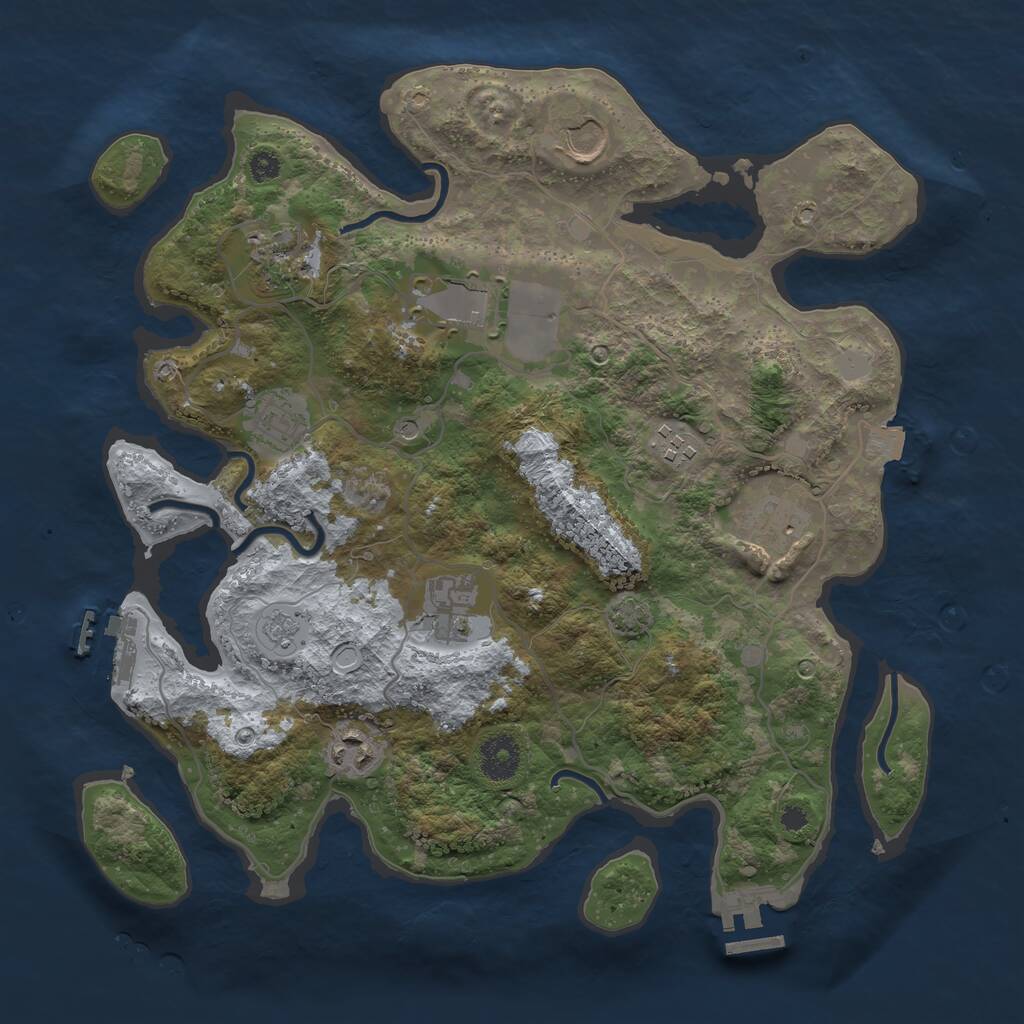 Rust Map: Procedural Map, Size: 3500, Seed: 1163873118, 14 Monuments