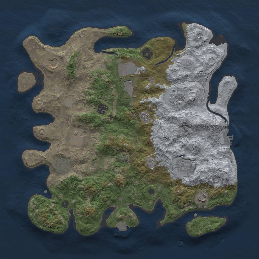 Rust Map: Procedural Map, Size: 3700, Seed: 2075214924, 16 Monuments