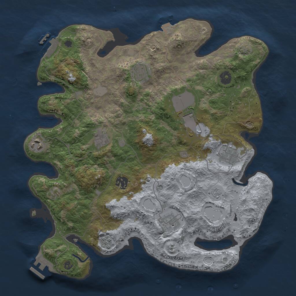 Rust Map: Procedural Map, Size: 3500, Seed: 412320, 14 Monuments