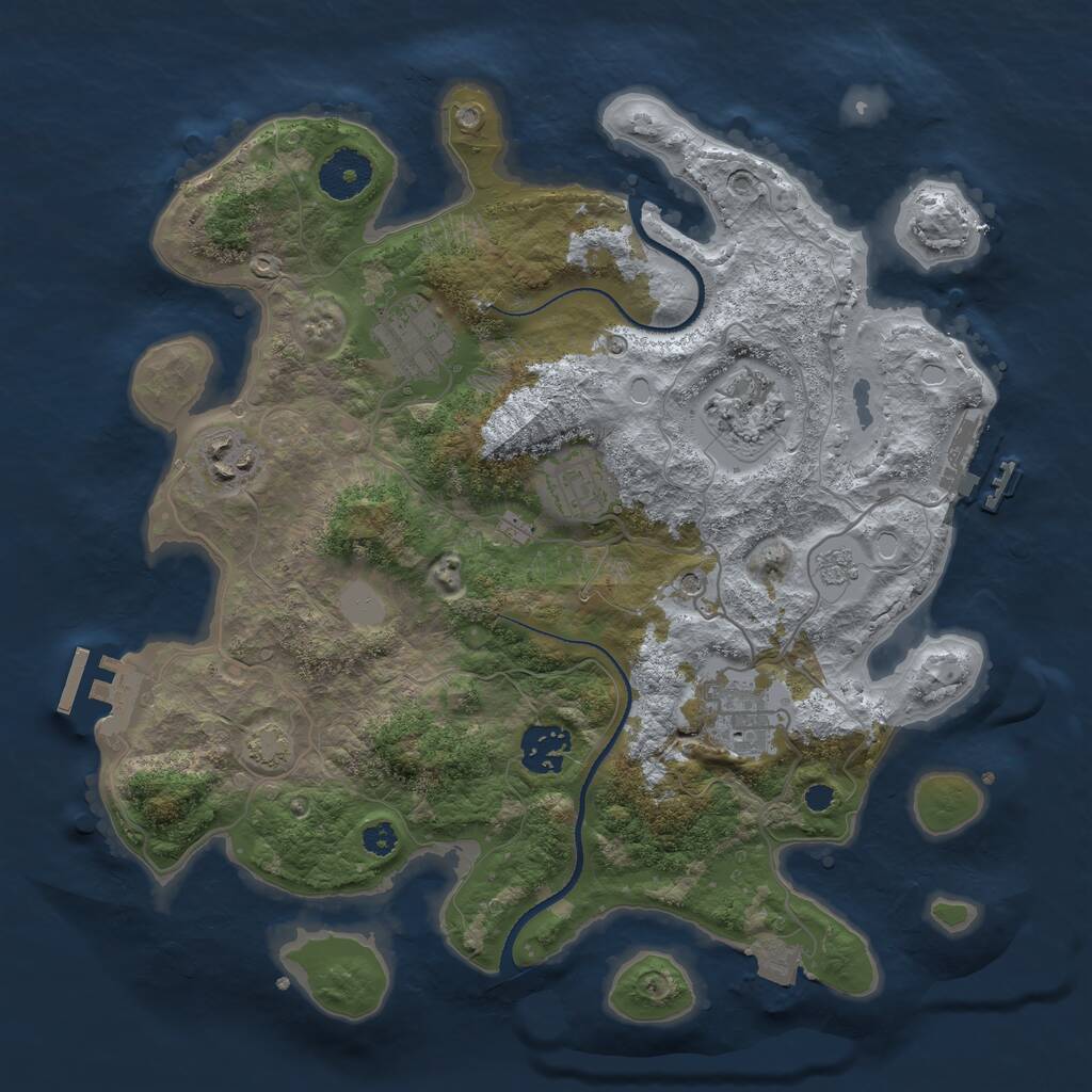 Rust Map: Procedural Map, Size: 3250, Seed: 1712349120, 12 Monuments
