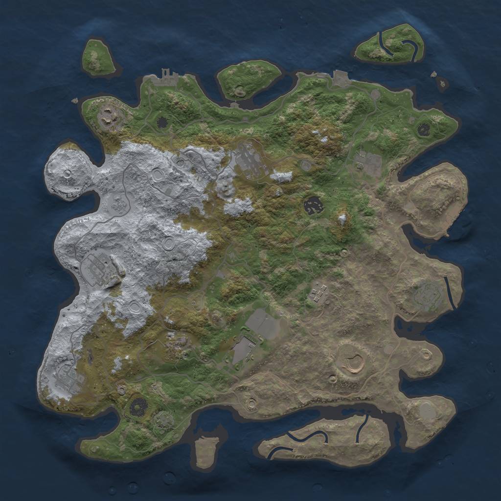 Rust Map: Procedural Map, Size: 4000, Seed: 1006871073, 19 Monuments