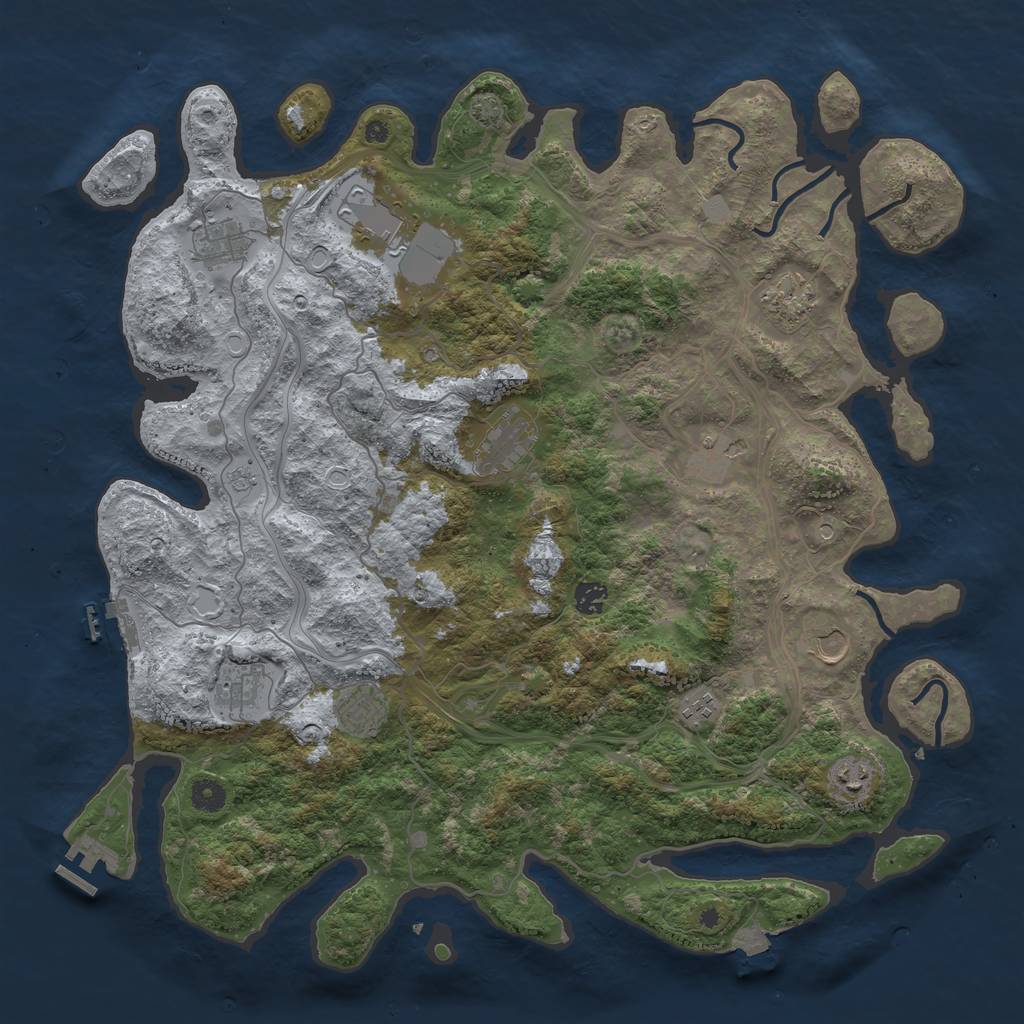 Rust Map: Procedural Map, Size: 4500, Seed: 213170446, 19 Monuments