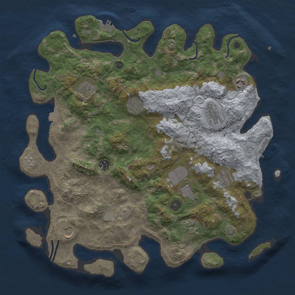Rust Map: Procedural Map, Size: 4000, Seed: 736721973, 18 Monuments