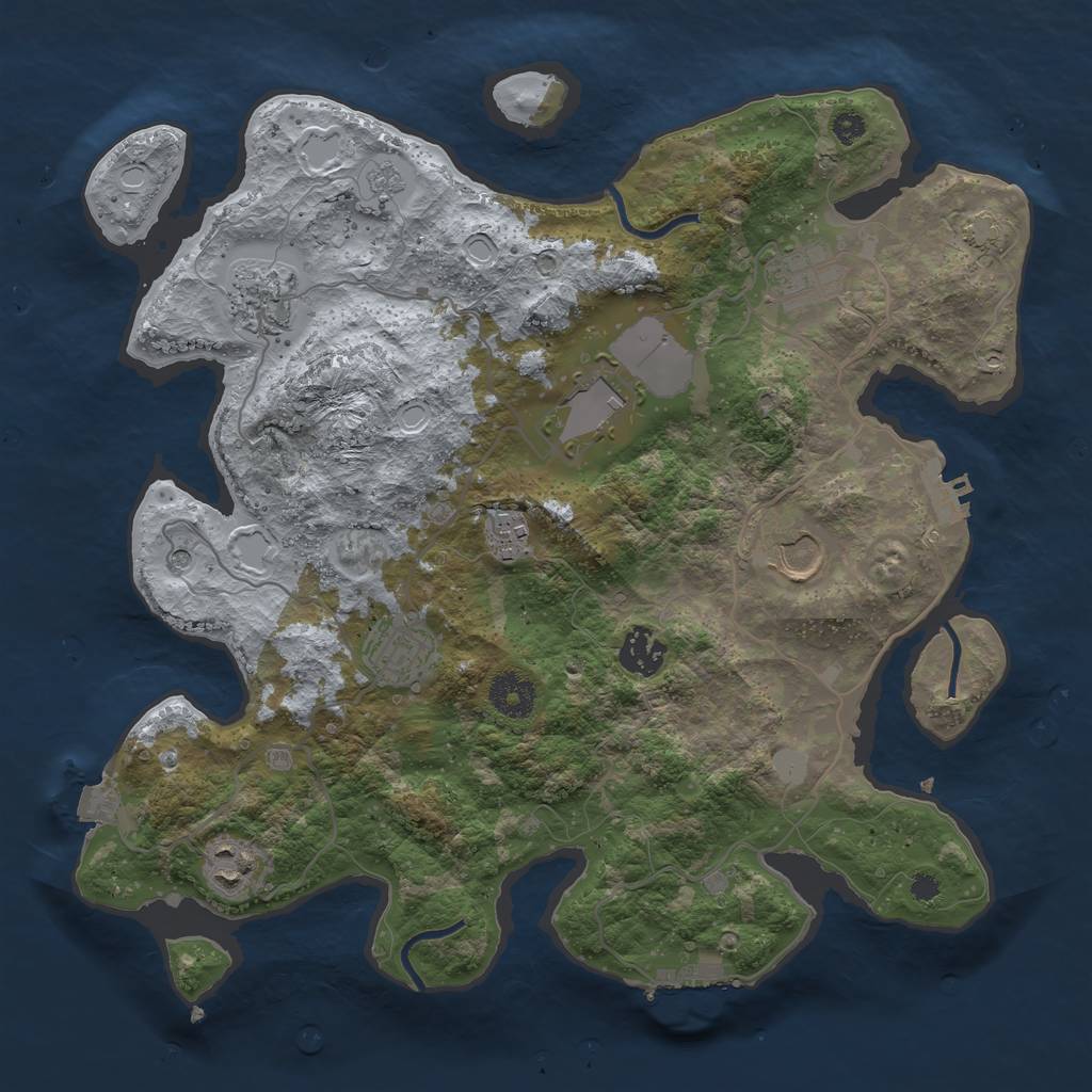 Rust Map: Procedural Map, Size: 3500, Seed: 774488989, 16 Monuments