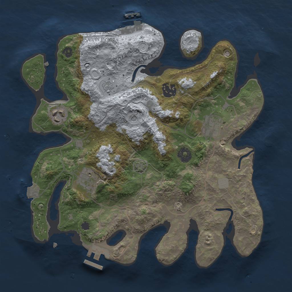 Rust Map: Procedural Map, Size: 3000, Seed: 1061513231, 12 Monuments