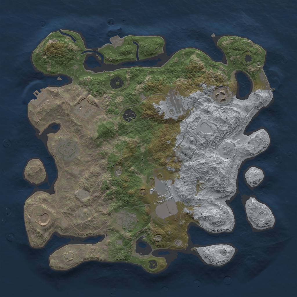 Rust Map: Procedural Map, Size: 3500, Seed: 209911582, 16 Monuments