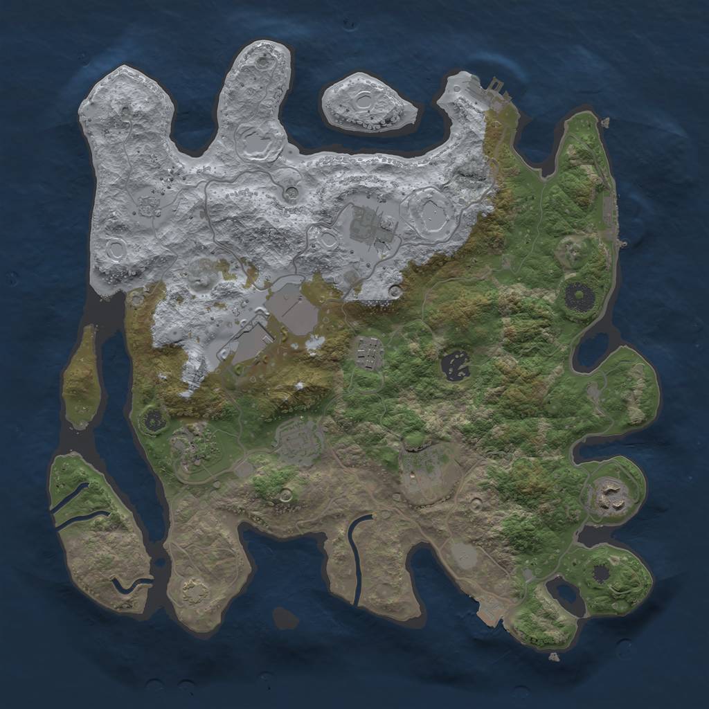 Rust Map: Procedural Map, Size: 3500, Seed: 1706912303, 16 Monuments