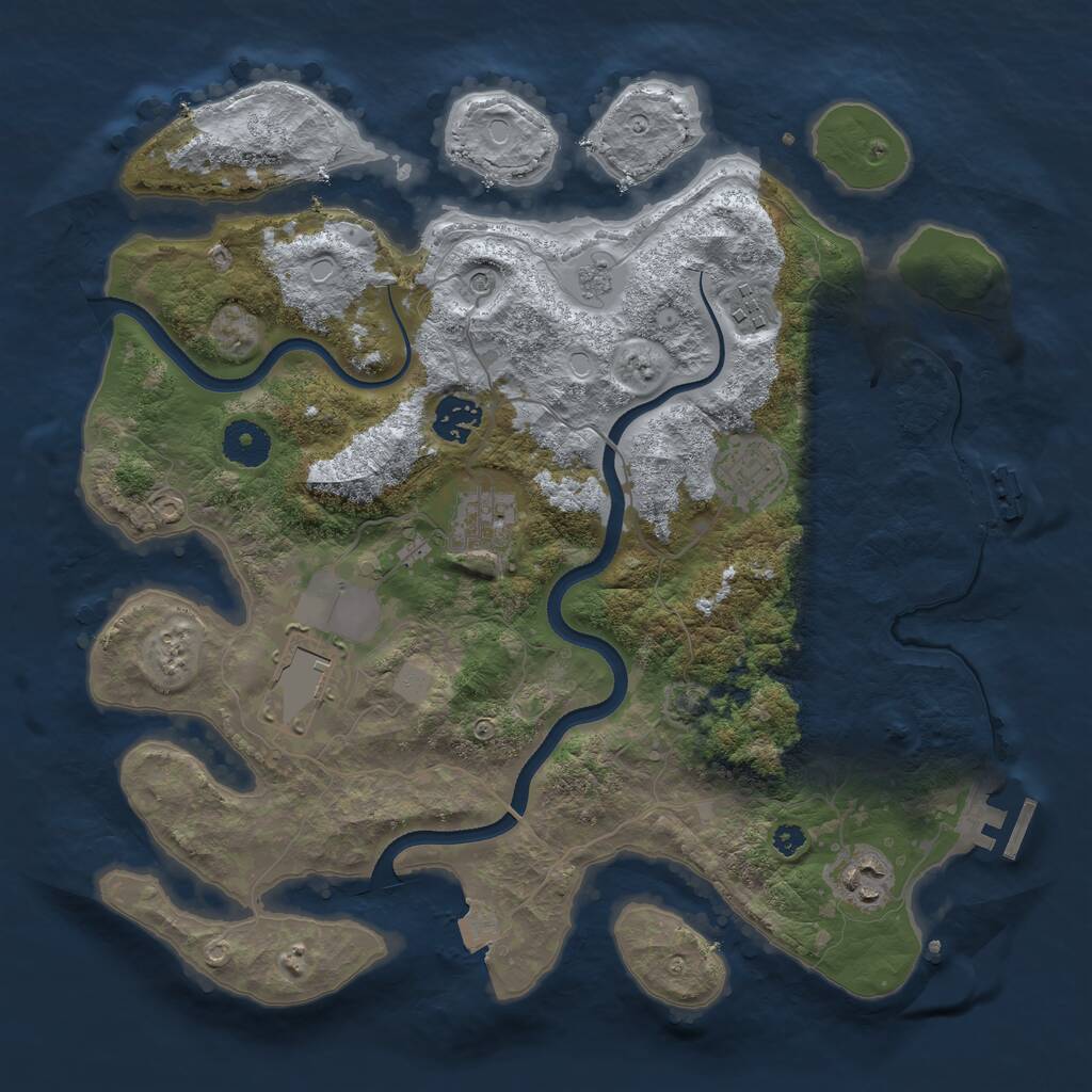Rust Map: Procedural Map, Size: 3500, Seed: 1456253415, 12 Monuments