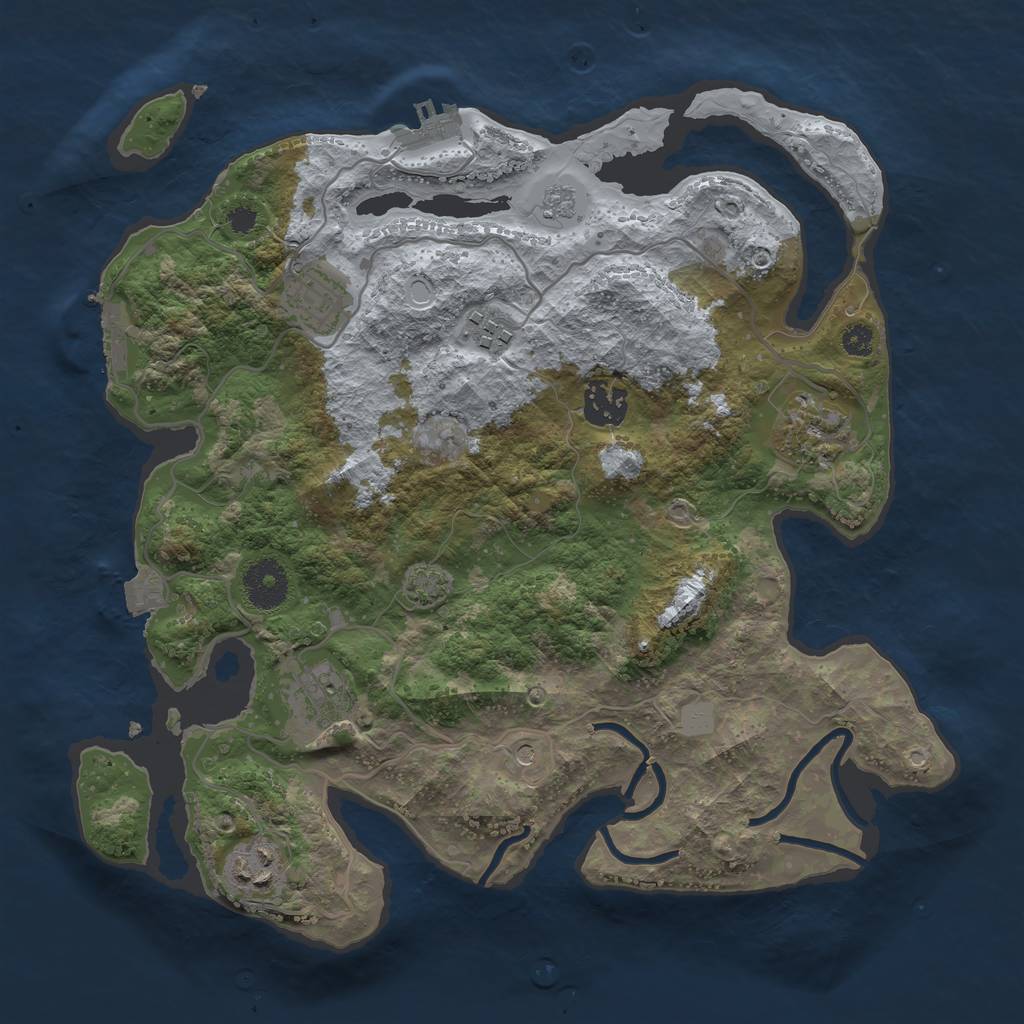 Rust Map: Procedural Map, Size: 3300, Seed: 1166558612, 14 Monuments