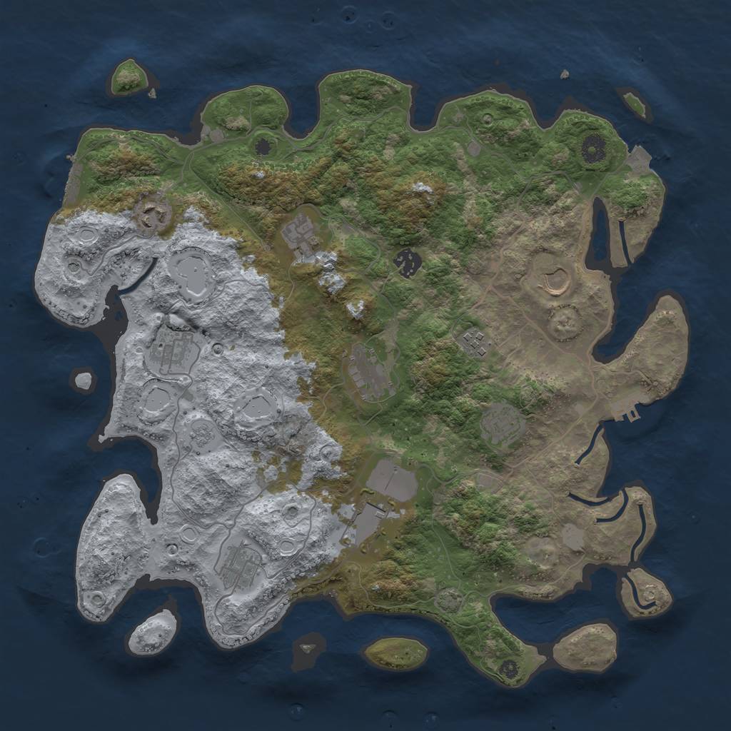 Rust Map: Procedural Map, Size: 4000, Seed: 858837151, 18 Monuments