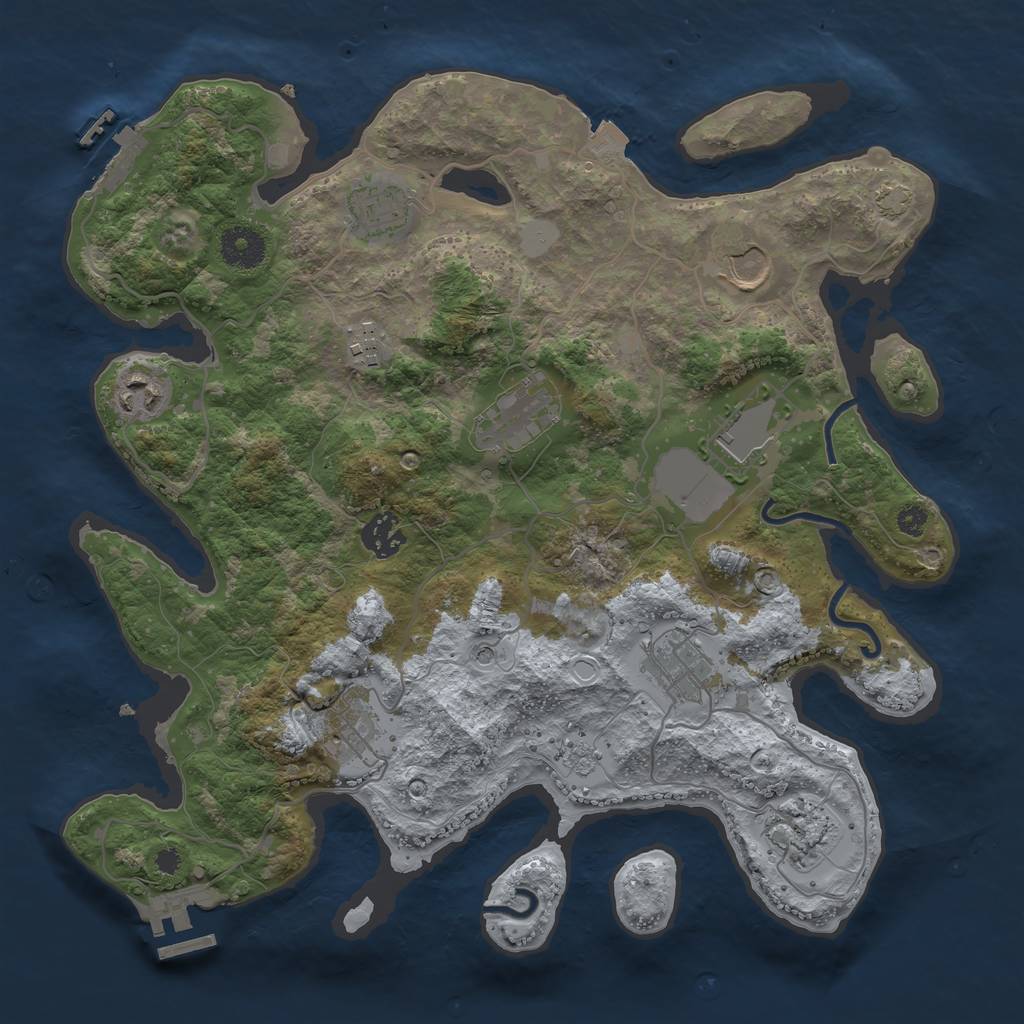 Rust Map: Procedural Map, Size: 3500, Seed: 527935259, 18 Monuments