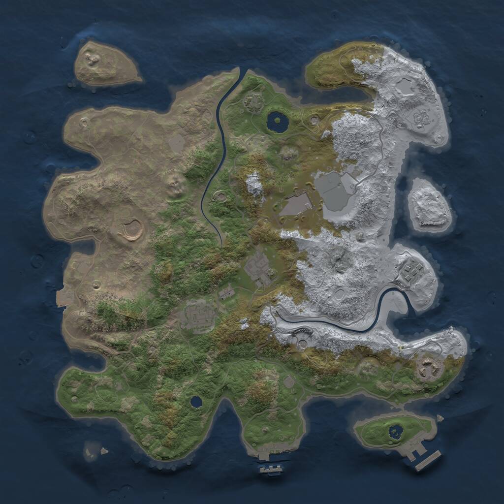 Rust Map: Procedural Map, Size: 3500, Seed: 1168514334, 12 Monuments