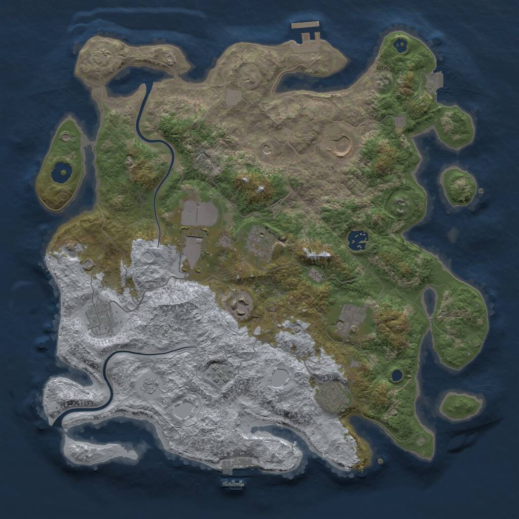 Rust Map: Procedural Map, Size: 3750, Seed: 8243890, 15 Monuments