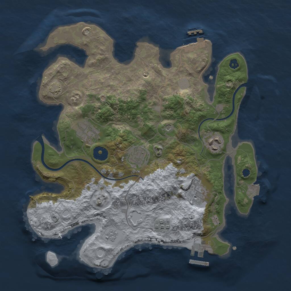 Rust Map: Procedural Map, Size: 3000, Seed: 2013070059, 11 Monuments