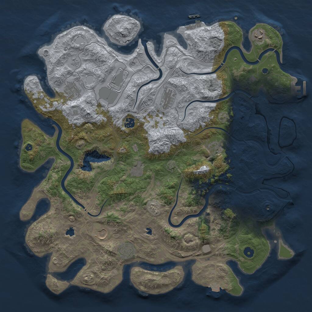 Rust Map: Procedural Map, Size: 4500, Seed: 1043421232, 16 Monuments
