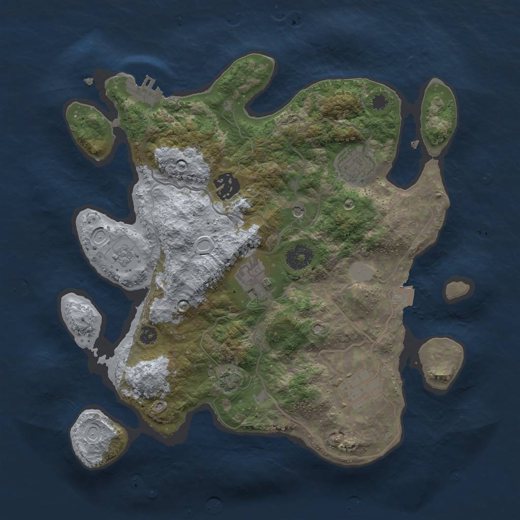 Rust Map: Procedural Map, Size: 3000, Seed: 65095985, 11 Monuments
