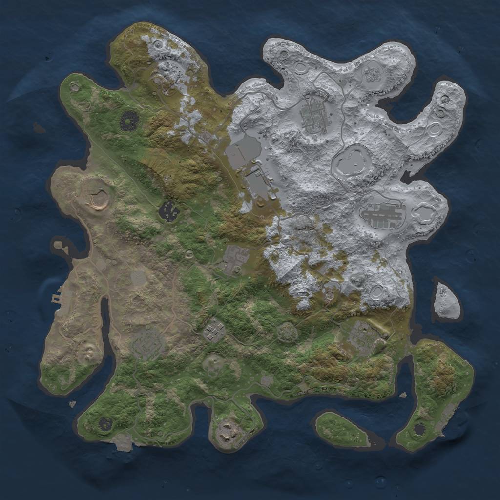 Rust Map: Procedural Map, Size: 3700, Seed: 143561396, 19 Monuments