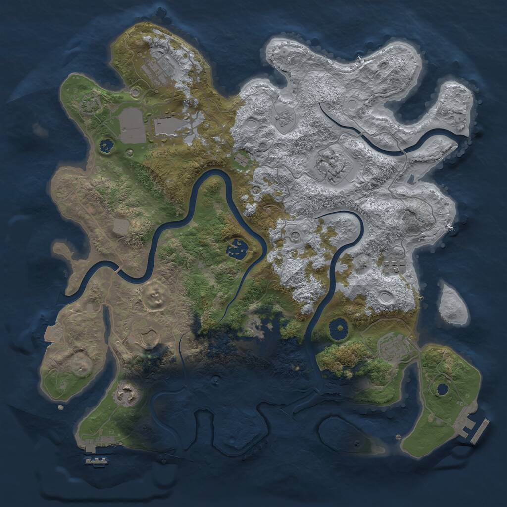 Rust Map: Procedural Map, Size: 3700, Seed: 143561396, 15 Monuments