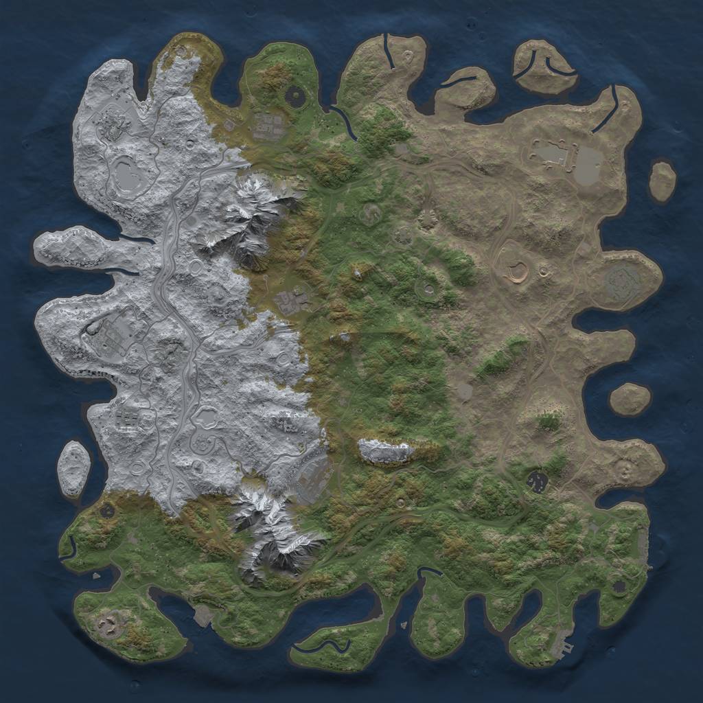 Rust Map: Procedural Map, Size: 5000, Seed: 1158053650, 19 Monuments