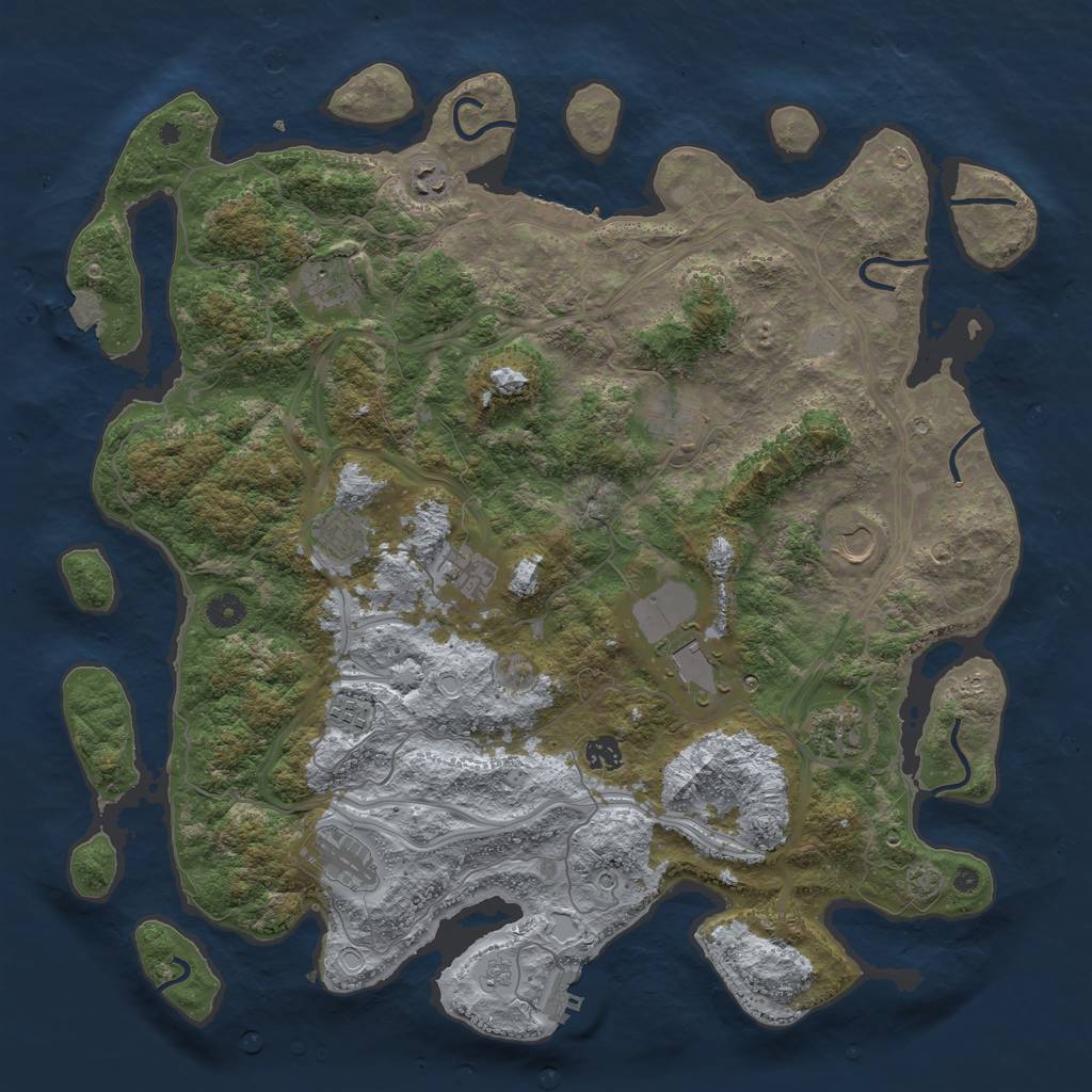 Rust Map: Procedural Map, Size: 4500, Seed: 676466222, 19 Monuments