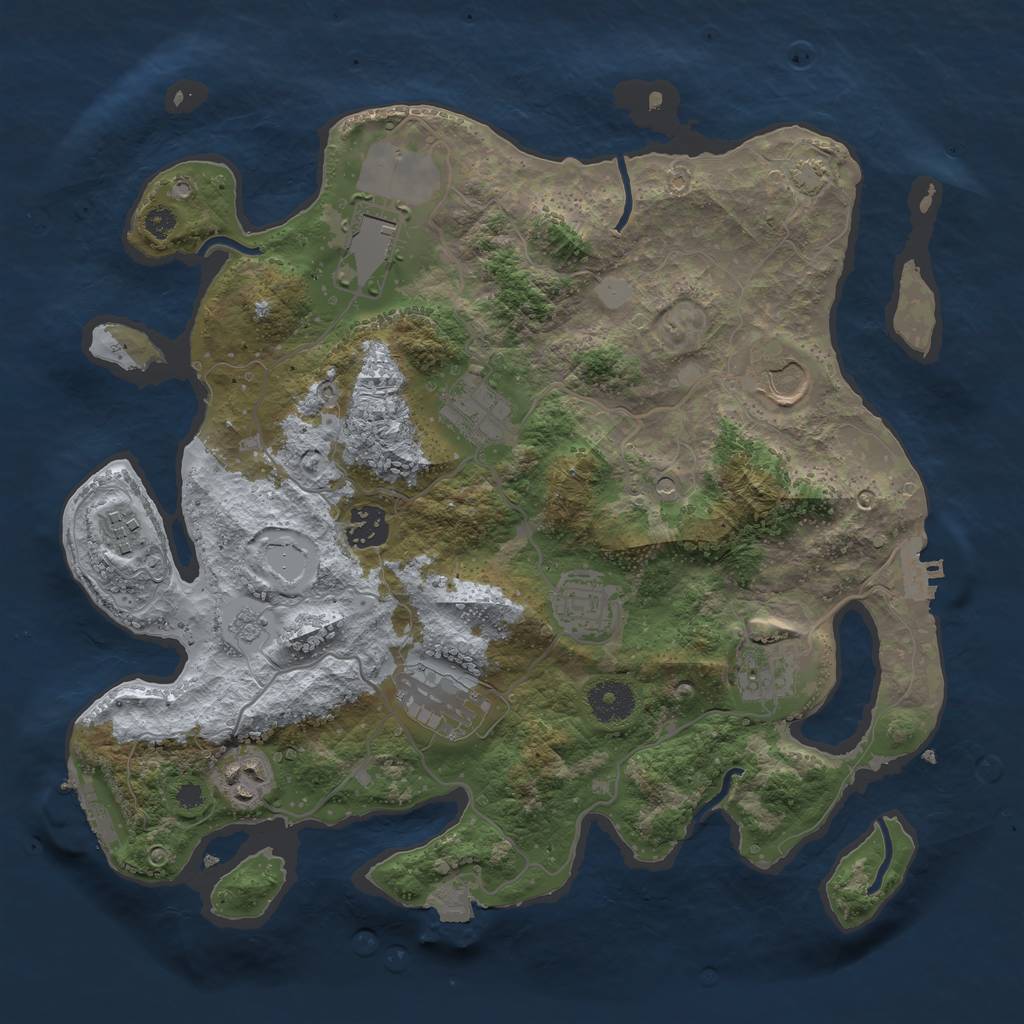 Rust Map: Procedural Map, Size: 3500, Seed: 1630418337, 17 Monuments