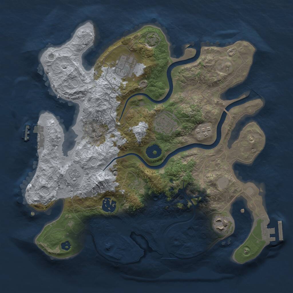 Rust Map: Procedural Map, Size: 3000, Seed: 10781, 10 Monuments