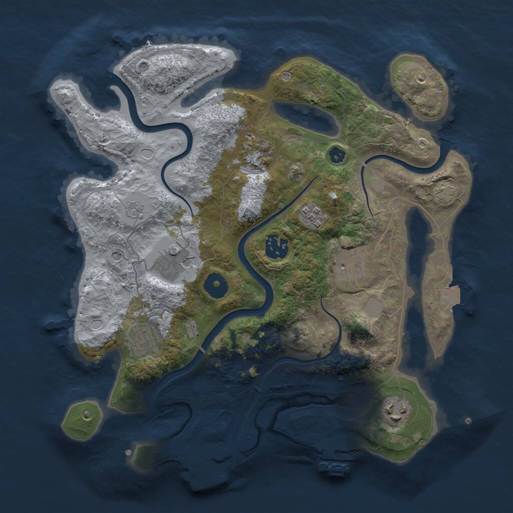 Rust Map: Procedural Map, Size: 3200, Seed: 458703902, 13 Monuments